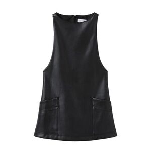 Zara Faux Leather Pinafore Dress